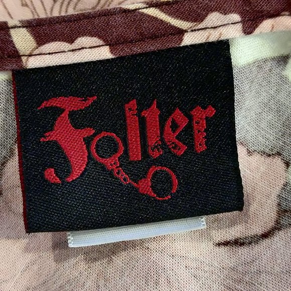 Folter Womens Brown Pink Floral Bird Crossover Bust Flare Skirt Retro Dress L - Picture 9 of 10